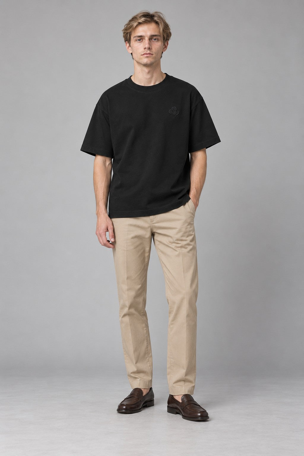 Dark Flower Heavy T-Shirt in Schwarz, Herren-Look
