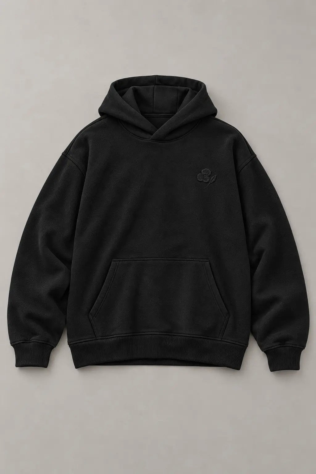 Dark Flower Heavy Hoodie in Schwarz, Vorderansicht