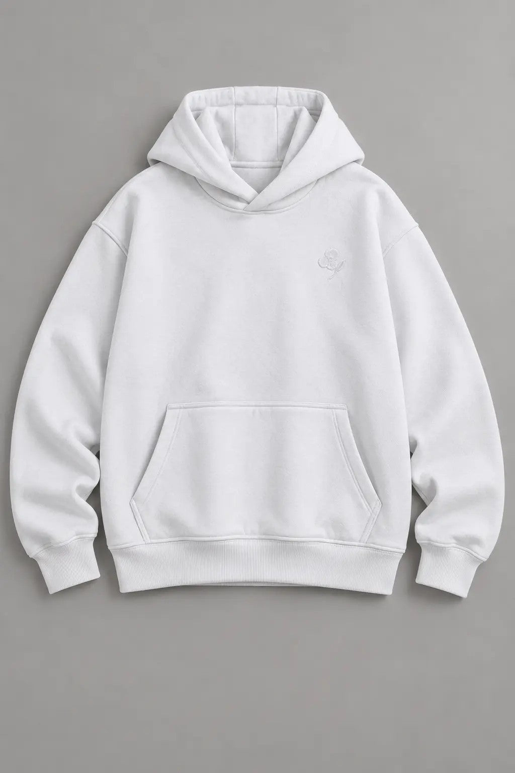 Light Flower Heavy Hoodie in Weiß, Vorderansicht
